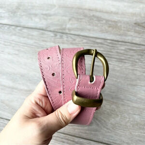 Willow Ridge Pink Suede Embossed Genuine  Leather Belt